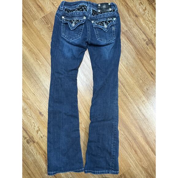 Miss Me JP6215B Boot Bootcut Jeans Bling Embroidered Black Sequins Size 26 EB - Picture 3 of 7